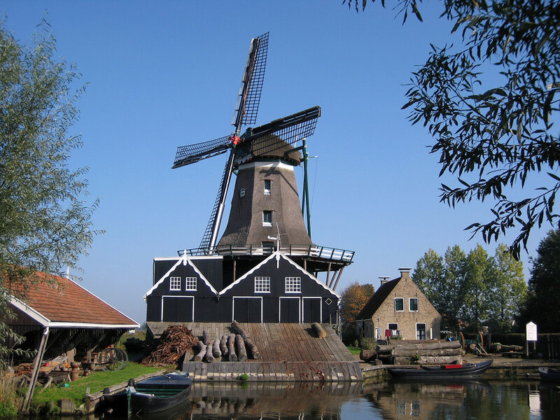 Black Windmill by Canal