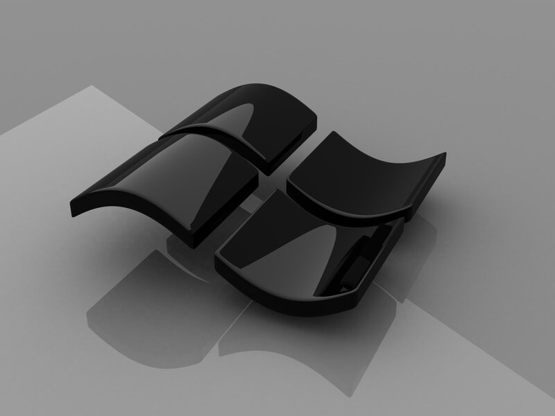 Black Windows Logo — Neutral, 3d Render, Reflection