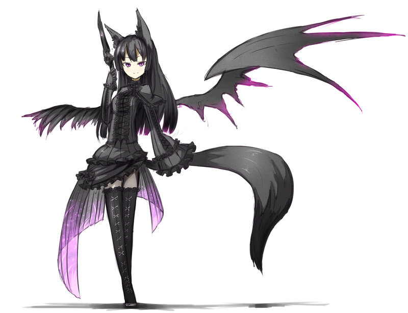 black-winged anime girl
