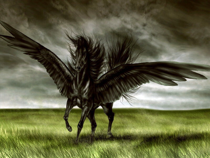 Black Winged Horse — Green