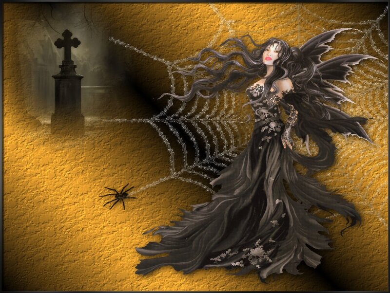 Black-winged Woman in Dress