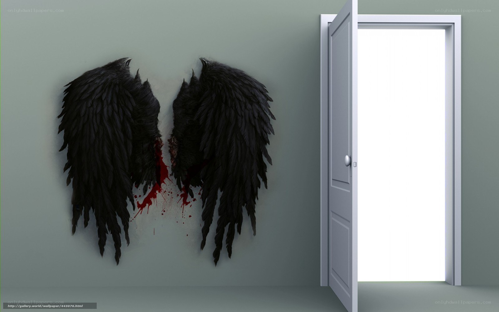 black wings on a wall