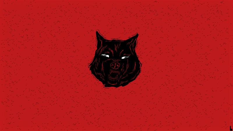 Black Wolf Head — Red