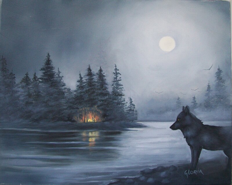 Black Wolf on Shore