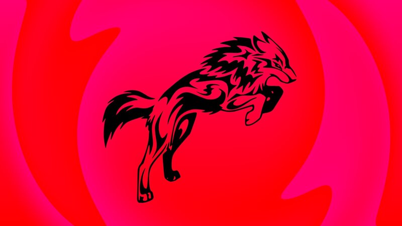 Black Wolf Silhouette — Red