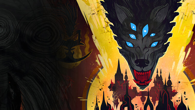 Black Wolf with Blue Eyes — Yellow