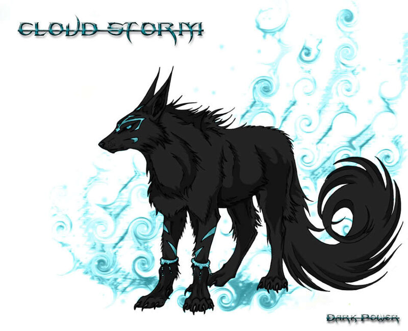 Black Wolf with Blue Markings