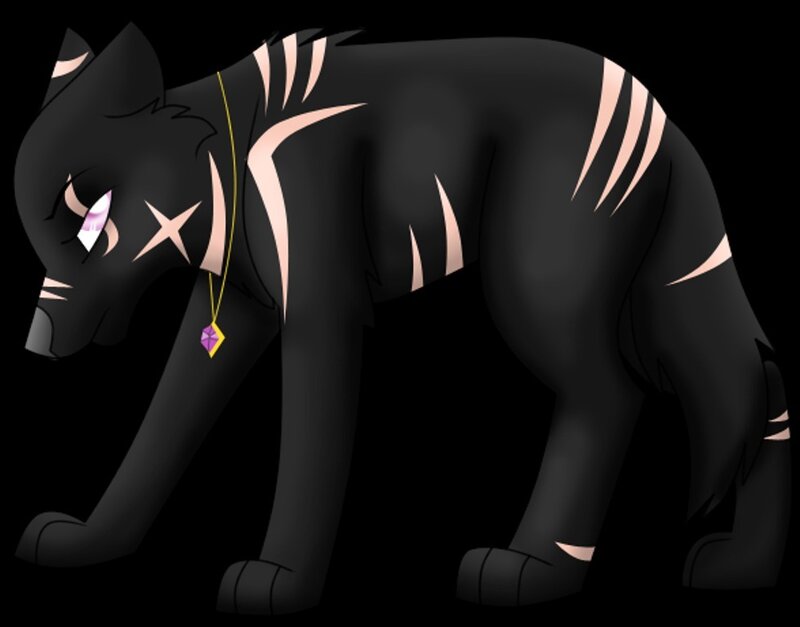Black Wolf with Pink Markings
