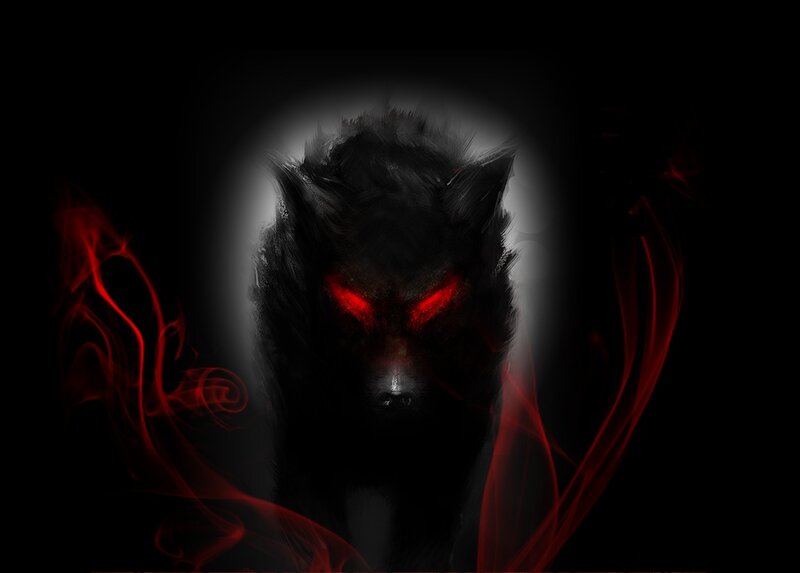 Black Wolf with Red Eyes — Dark