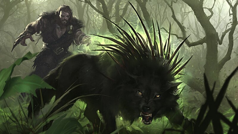 Black Wolf with Spines — Green