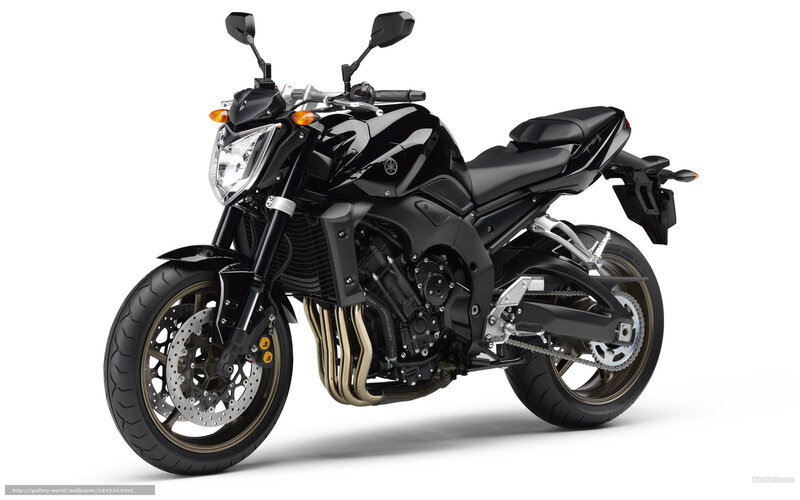 Black Yamaha Motorcycle — Neutral, Photograph, Headlight, Exhaust Pipes, Rearview Mirrors