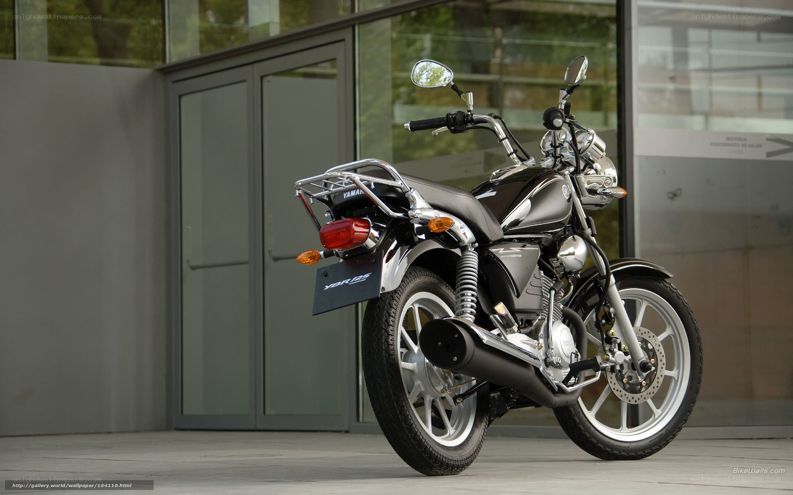 Black Yamaha motorcycle parked