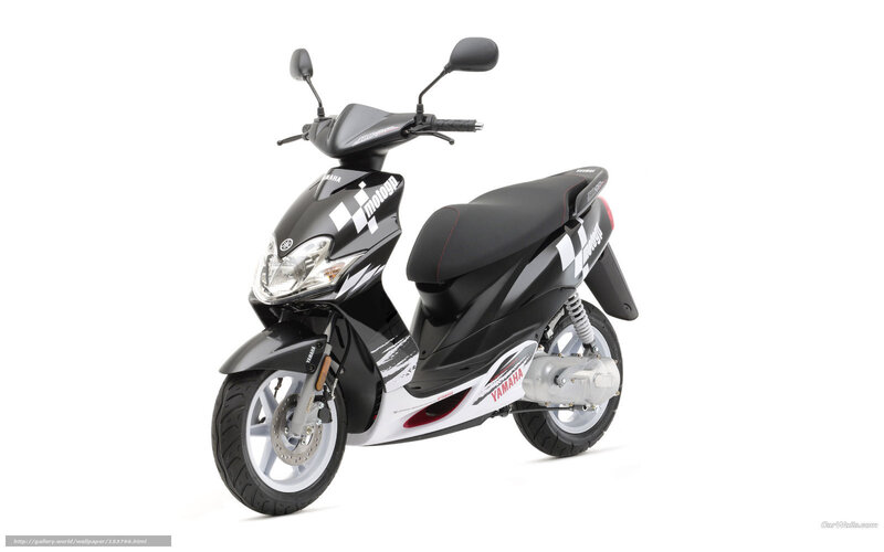 Black Yamaha Scooter — Neutral, Photograph, Mirror