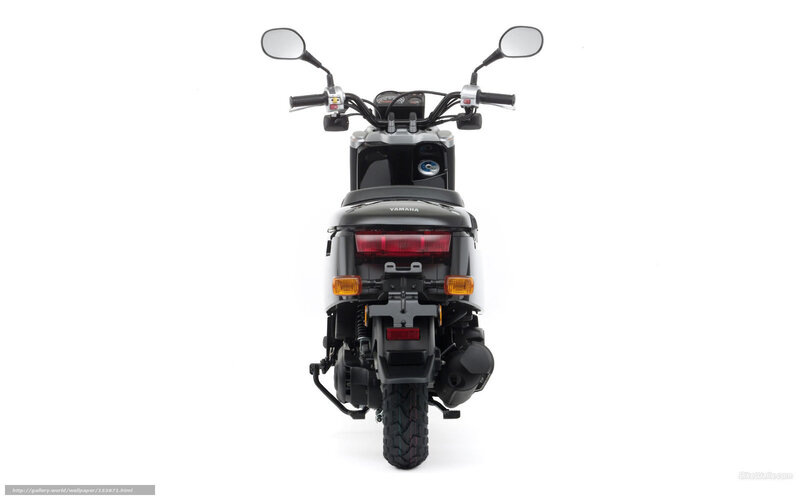 Black Yamaha Scooter — Neutral, Photograph, Rear View