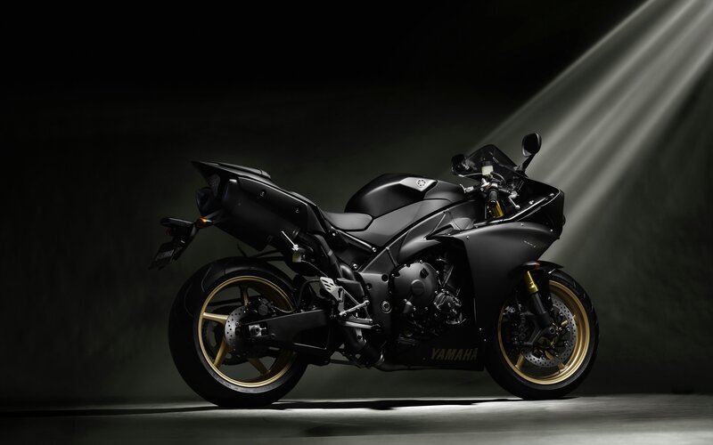 Black Yamaha sport motorcycle