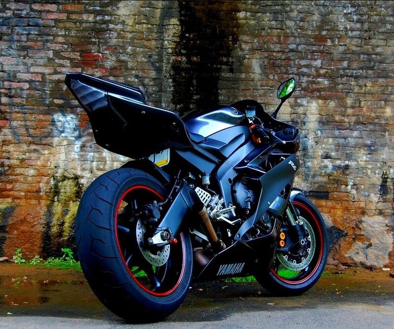 Black Yamaha sport motorcycle