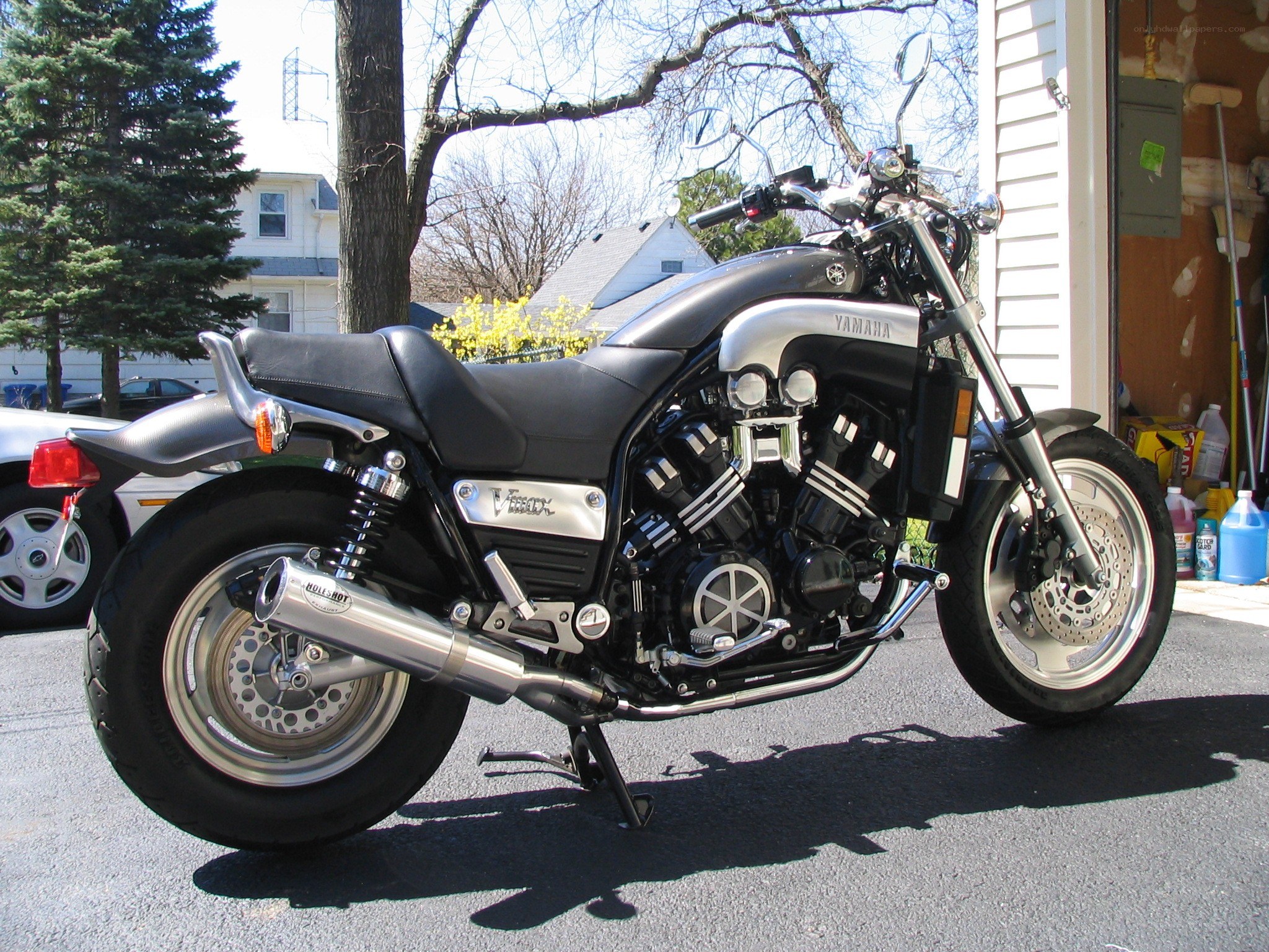 Black Yamaha V-Max motorcycle
