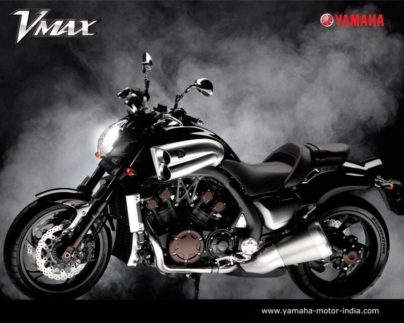 Black Yamaha V-max Motorcycle — Dramatic, Photograph