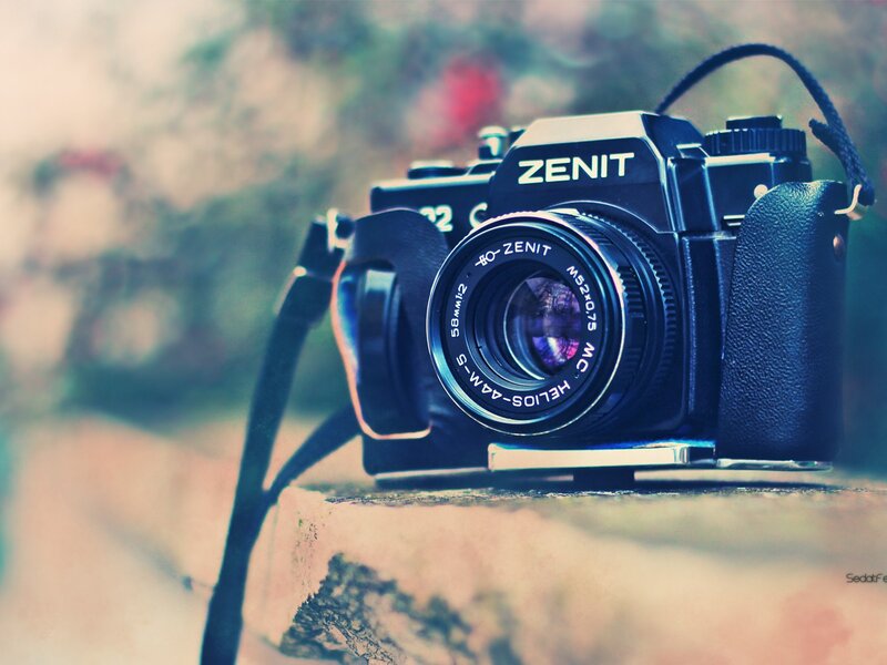 Black Zenit Camera — Blue, Calm, Photograph, Camera Strap