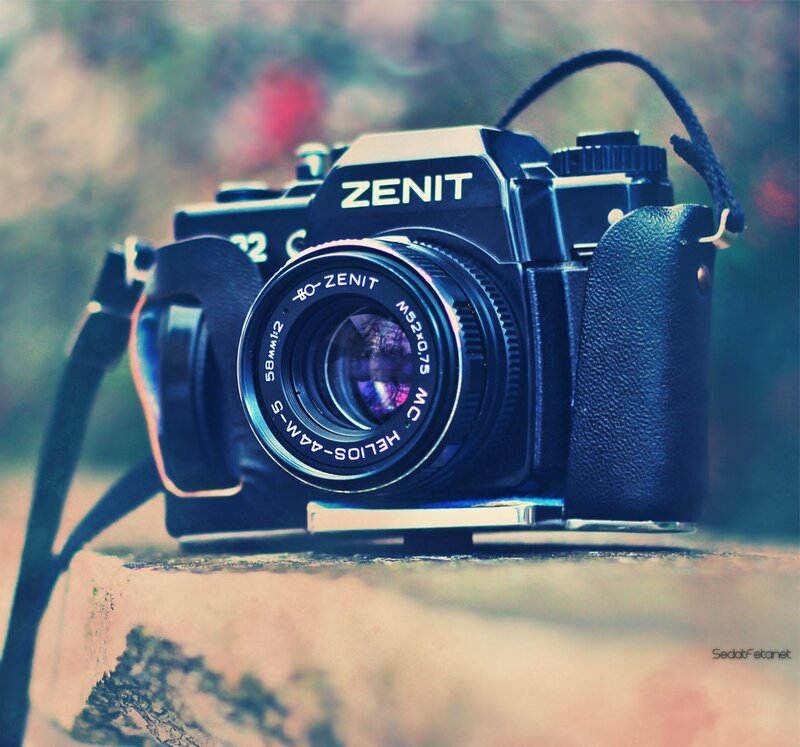 Black Zenit Camera — Blue, Calm, Photograph, Lens, Strap
