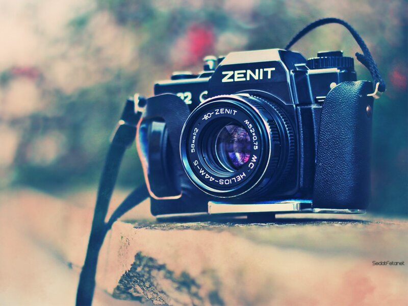 Black Zenit Camera — Blue, Calm, Photograph, Strap