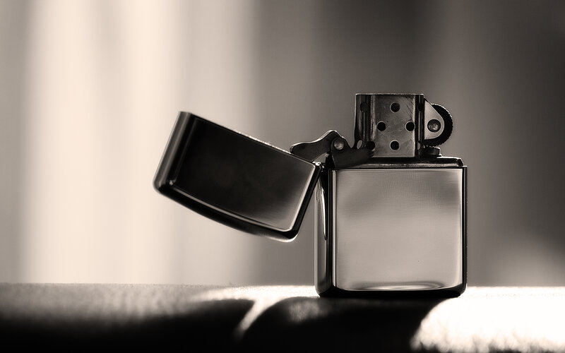 Black Zippo Lighter — Dramatic