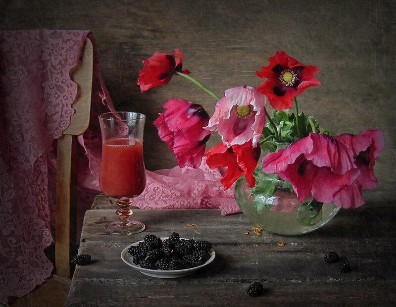 Blackberries and Poppies
