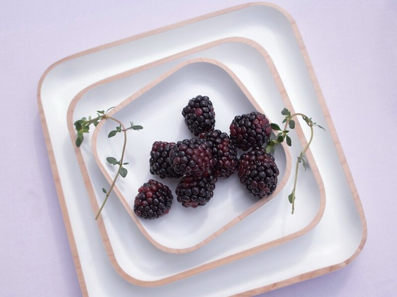 Blackberries on nested plates