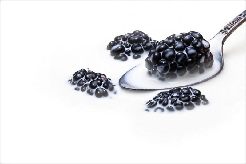 Blackberries on Spoon
