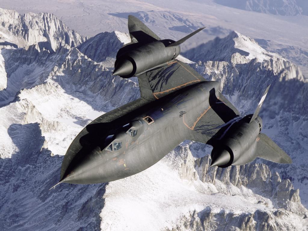 Blackbird spy plane over mountains