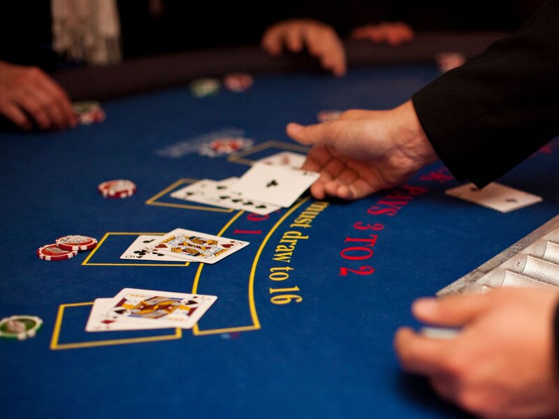 Blackjack Table with Cards