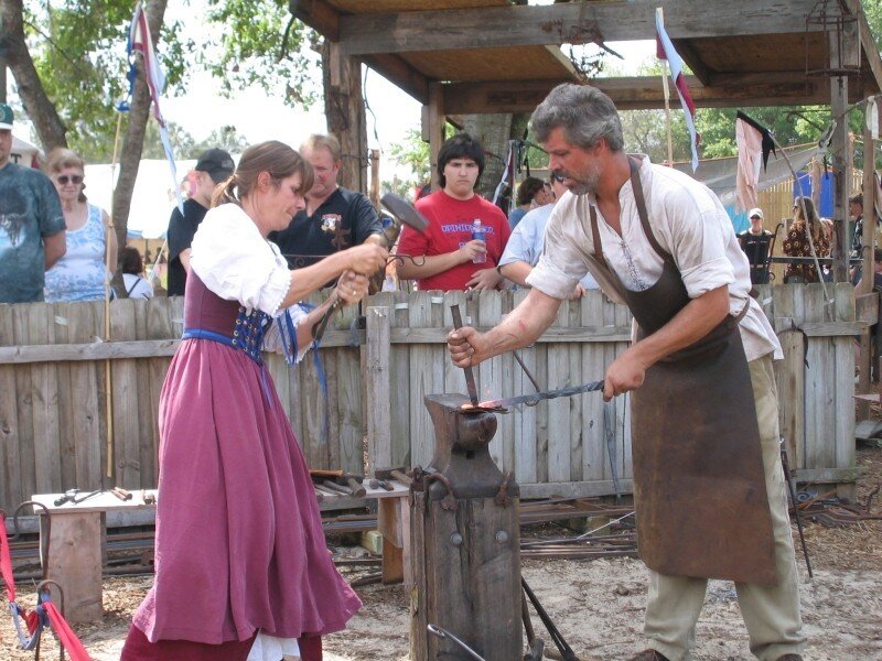 Blacksmithing demonstration at festival