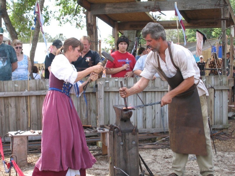 Blacksmithing demonstration at festival