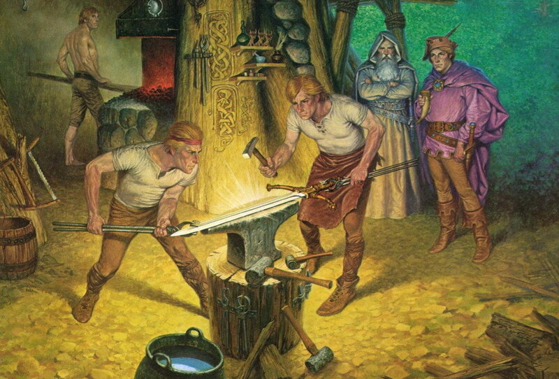Blacksmiths Forging Sword