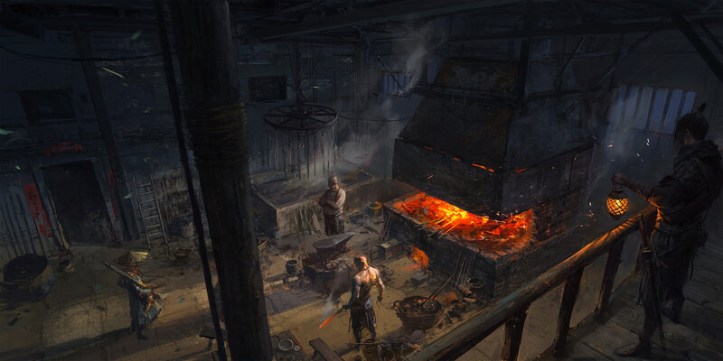 Blacksmiths in Workshop