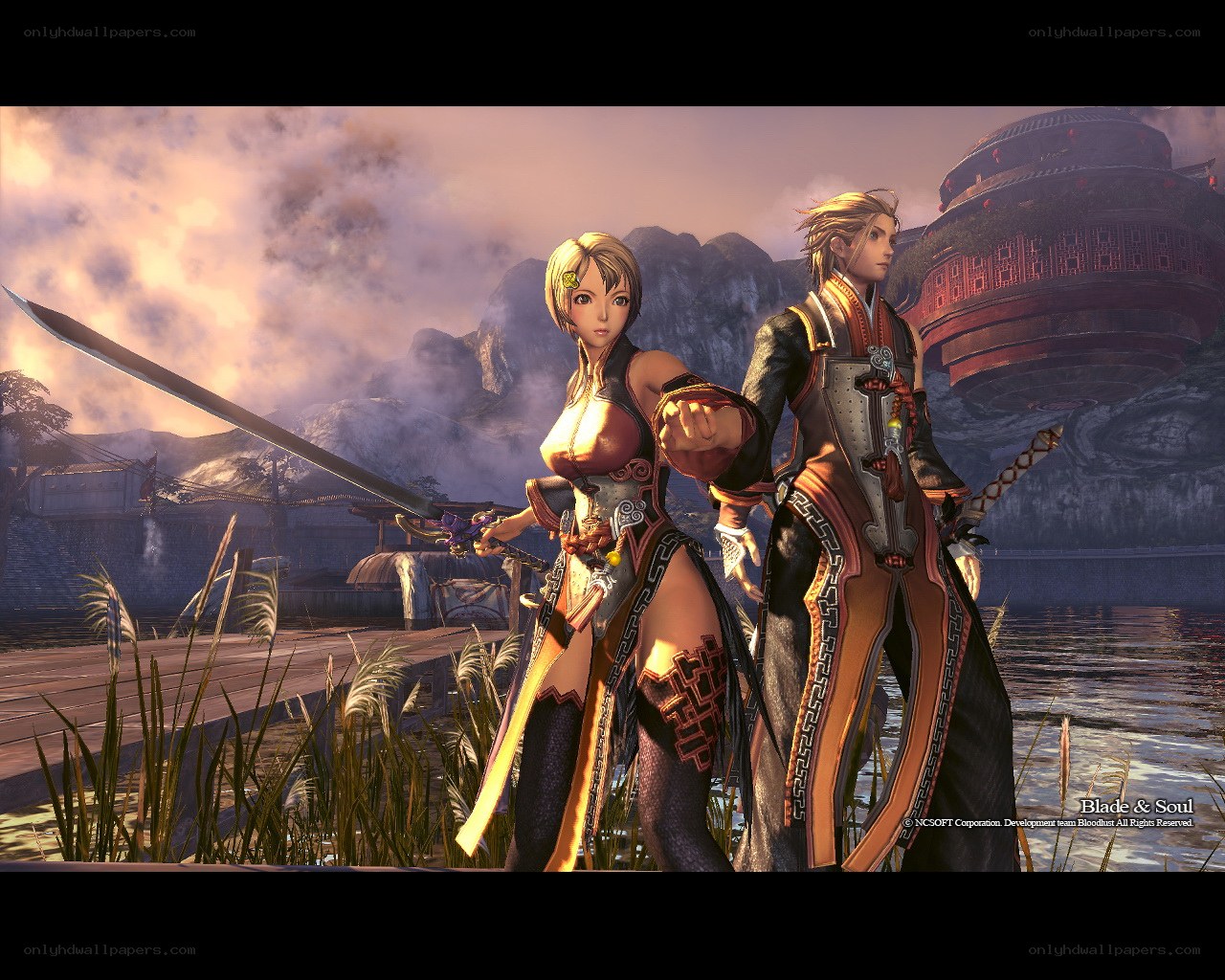 Blade & Soul characters on dock