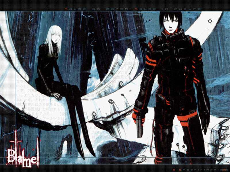 Blame! anime characters in futuristic setting