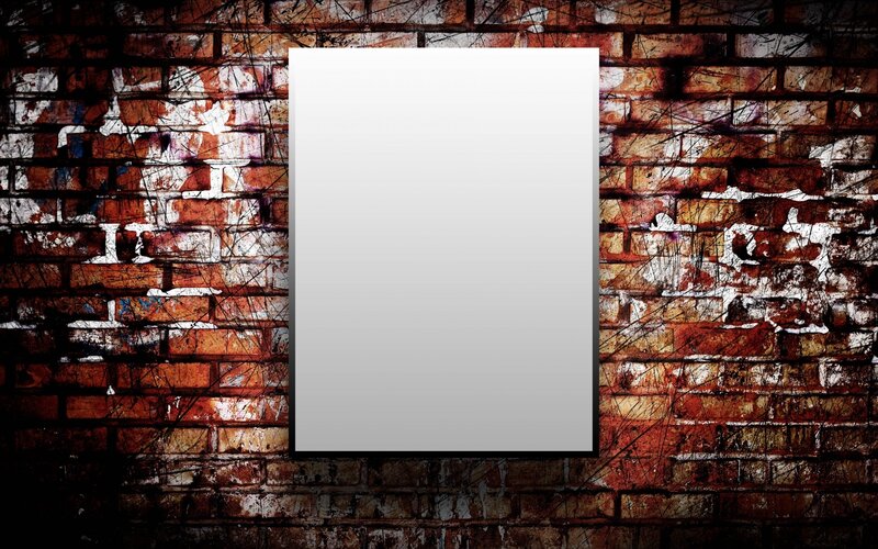 Blank Canvas on Brick Wall — White