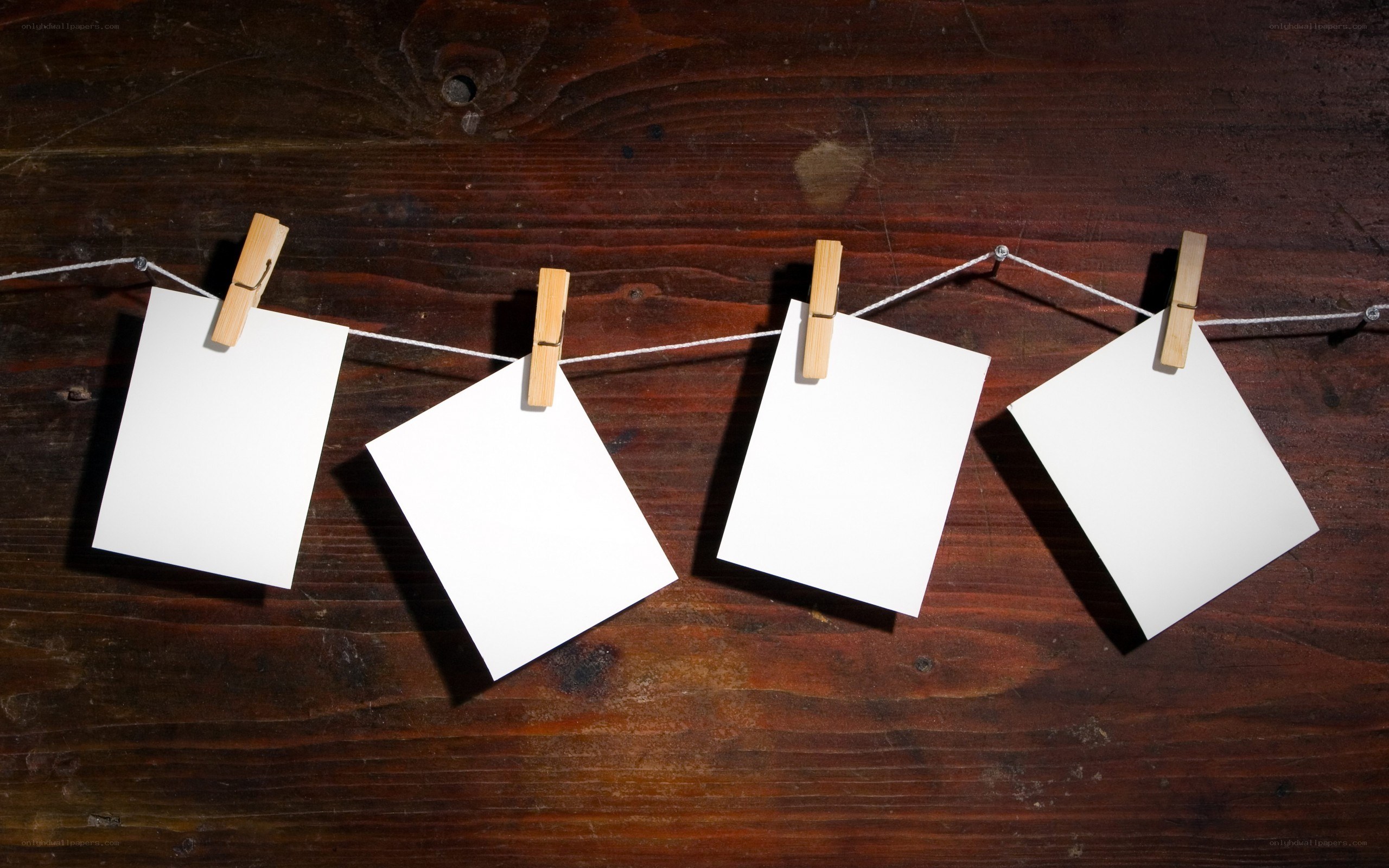Blank notes on a clothesline