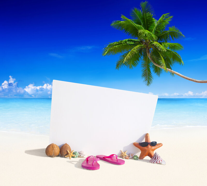 Blank Sign on Beach