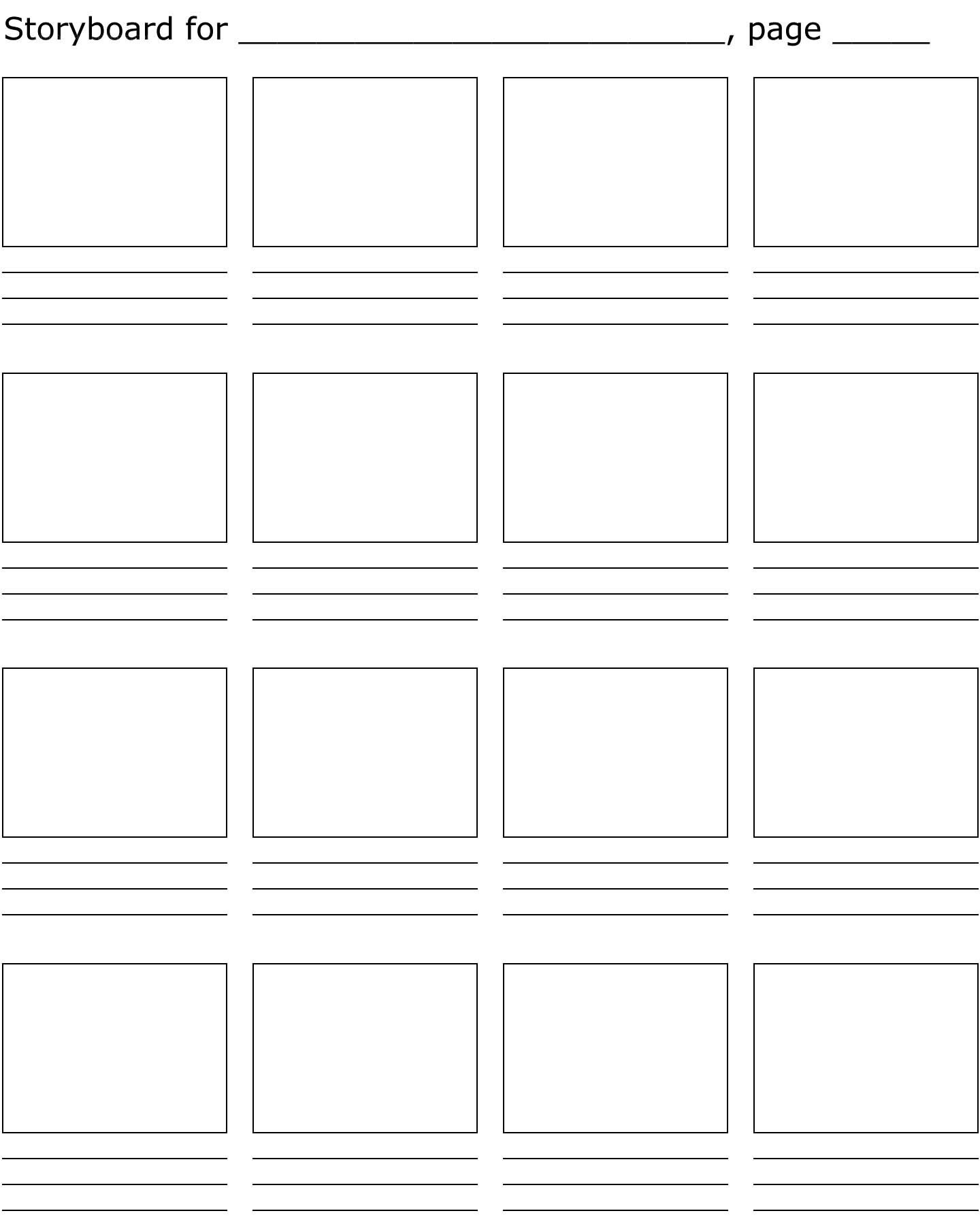 Blank storyboard template