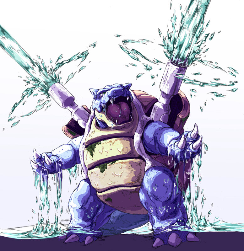 Blastoise Using Water Guns