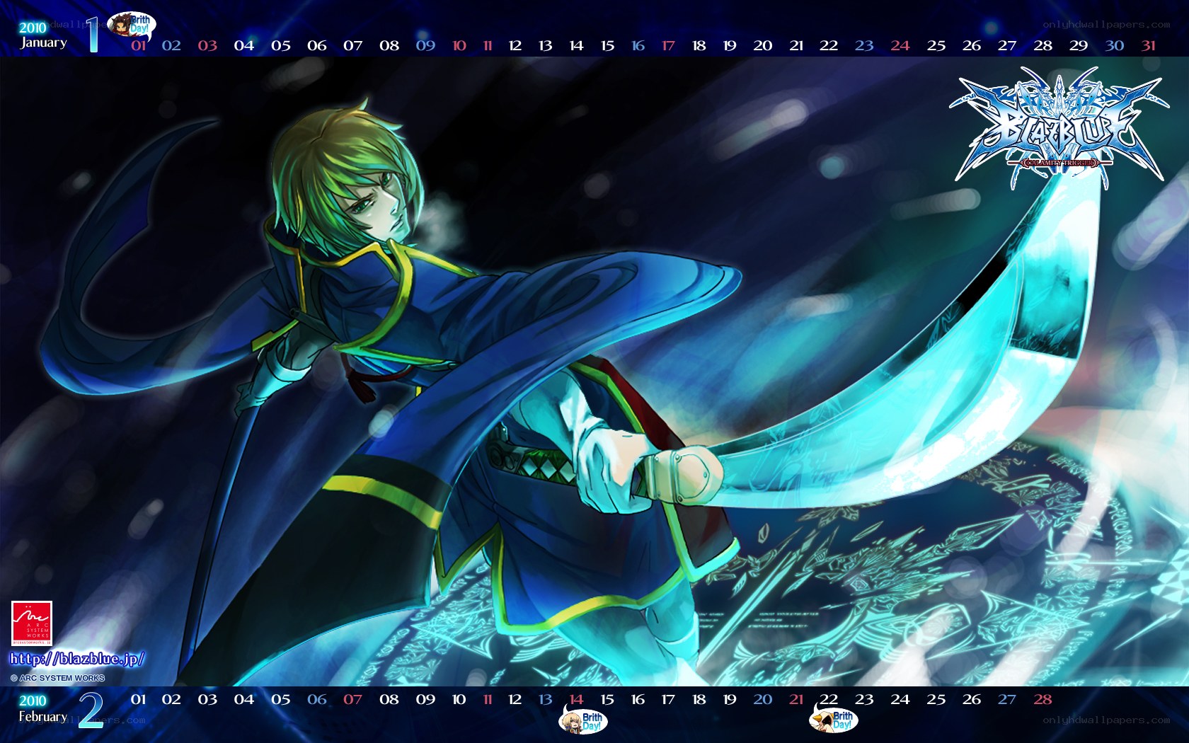 BlazBlue character calendar art