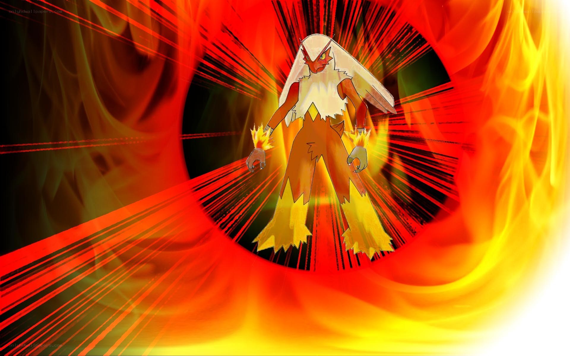 Blaziken in fiery tunnel