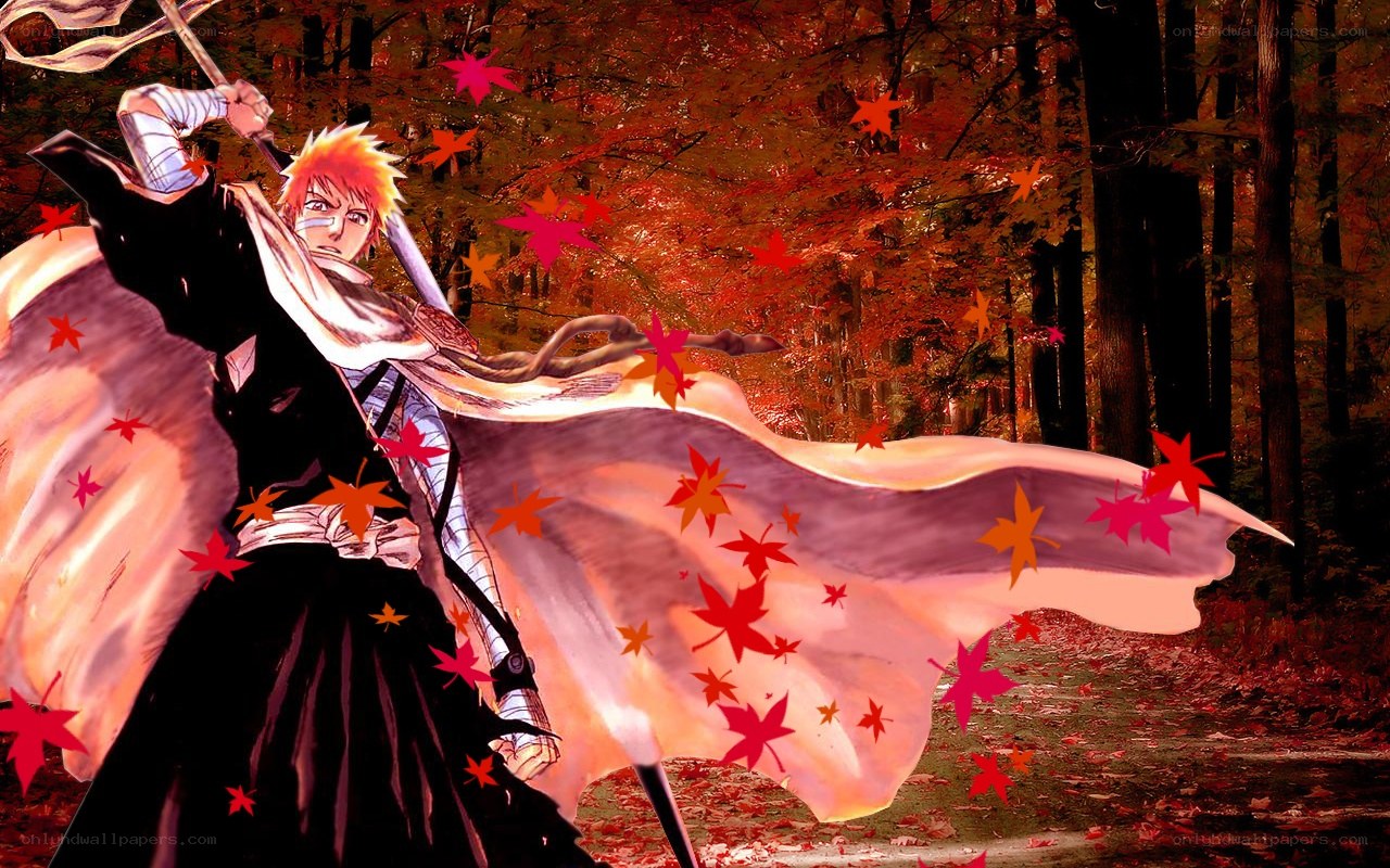 Bleach character in autumn forest