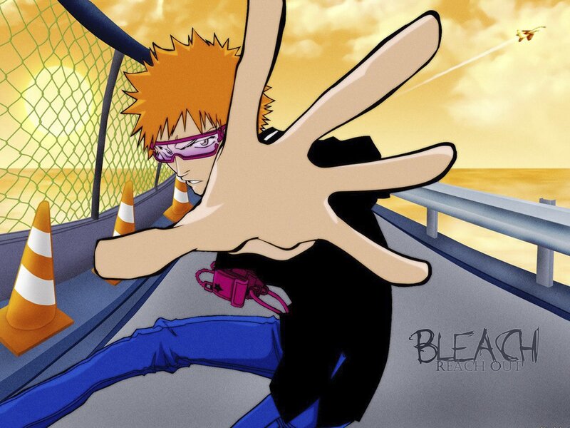Bleach character on a bridge