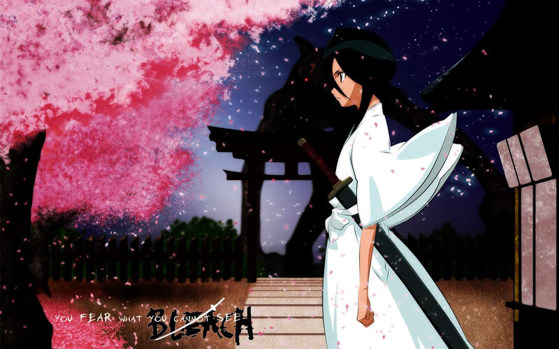Bleach character under cherry blossoms