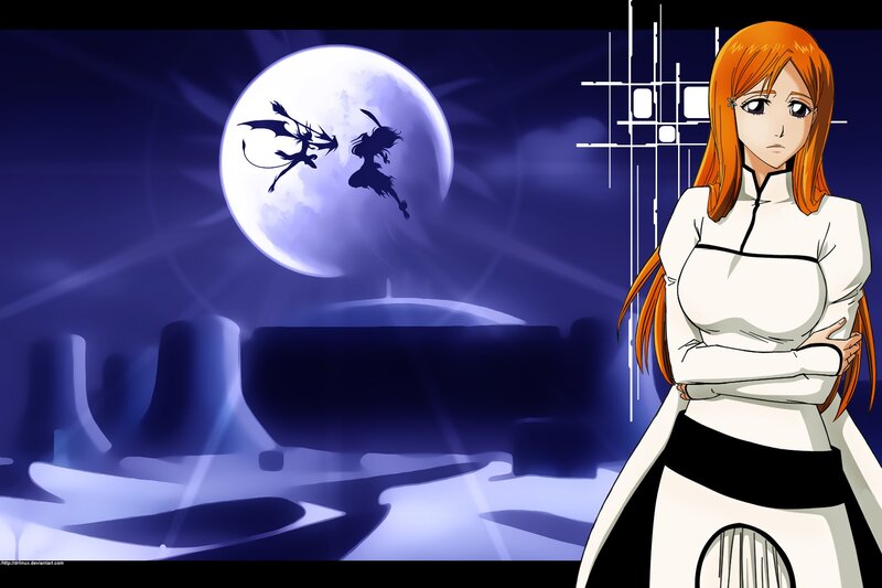 Bleach character with moon backdrop