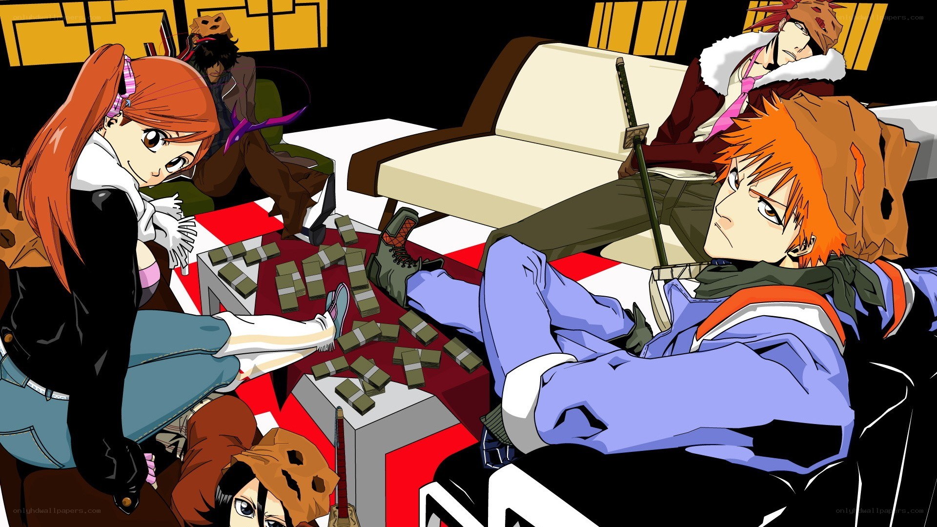 Bleach characters in a chaotic room