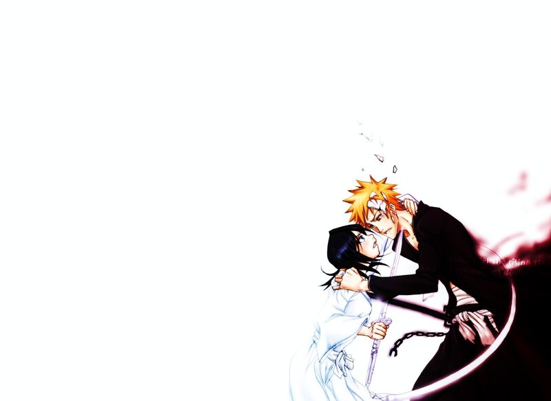 Bleach characters in a dramatic embrace
